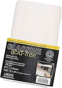 Lineco, 16x20 Glassine Sheets, Acid-Free Unbuffered Interleaving Tissue, White