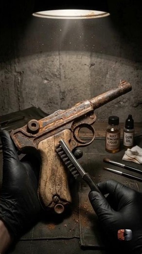 Restoring a WW2 German Luger P08 Found in an Abandoned Bunker 🔫 #shorts