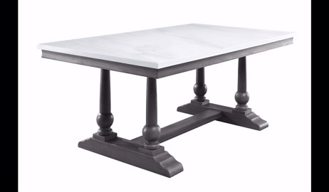 Acme Yabeina Dining Table in Marble Top and Gray Oak Finish