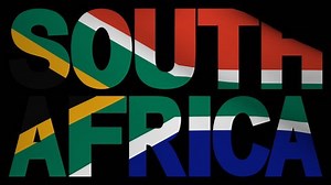 South Africa text with fluttering flag animation