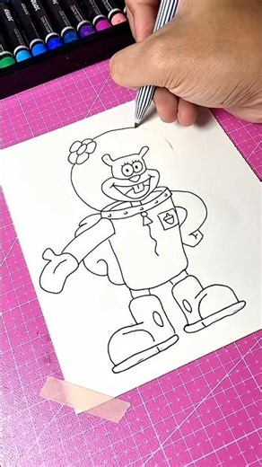 Learn to draw Sandy Cheeks - Spongebob Squarepants #spongebob #drawing #oilpastel #coloring