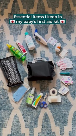 How stocked is your first aid kit? Heres a roundup of items you should have on hand for cups, bumps and emergencies. Get more helpful safety tips (and CPR guidance) with our Safety course for parents. Tap the link in bio to get started. #firstaidtips #firstaidkit #babysafety #babycentercourses