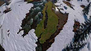 Arctic Region Satellite Map Overlay, Detailed Topography with Islands, Stylized Mountains, for Educational or Environmental Purposes