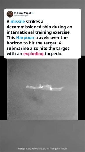 A missile and torpedo sink a ship #navy #exercise