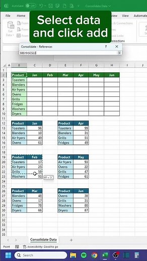 Consolidate Data in Excel‼️ #excel