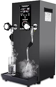 Commercial Milk Frother, 110V 2500W Automatic Steam Boiling Water Machine Electric Steam Milk Frothing Machine Espresso Coffee Milk Foam Machine Steamer with LED Display for Coffee Tea Shop