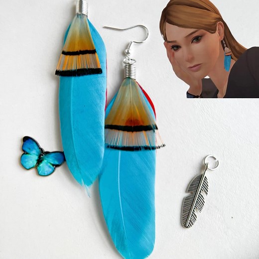 Rachel Amber Style Feather Earring, Blue Feather Earring, Cosplay Earring,arcadia Bay Inspired Earring, Lis Earring - Etsy