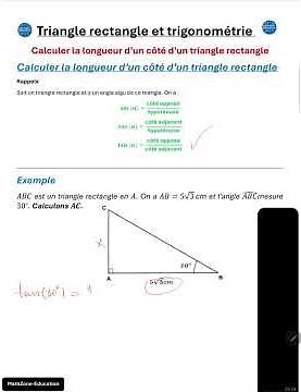 Right triangle: finding one side using trigonometry (30° explained simply)
