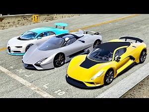 Hennessey Venom F5 vs SSC Tuatara vs Bugatti Chiron - Drag Race 20 KM