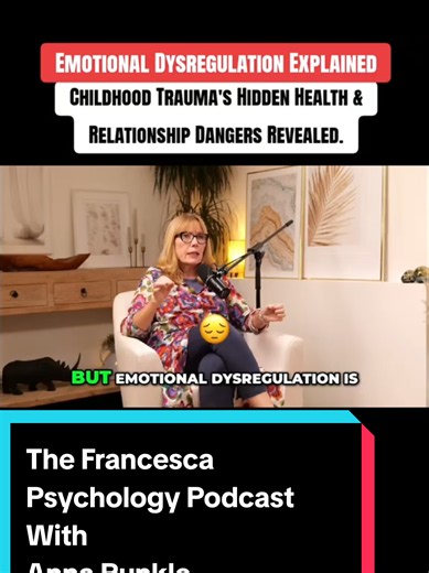 Emotional Dysregulation Explained: Childhood Trauma's Hidden Health & Relationship Dangers Revealed. Videoclip: The Francesca Psychology Podcast with Quest: Anna Runkle (Crappy Childhood Fairy) #emotionalregulation #trauma #health #francescapsychology #crappychildhood