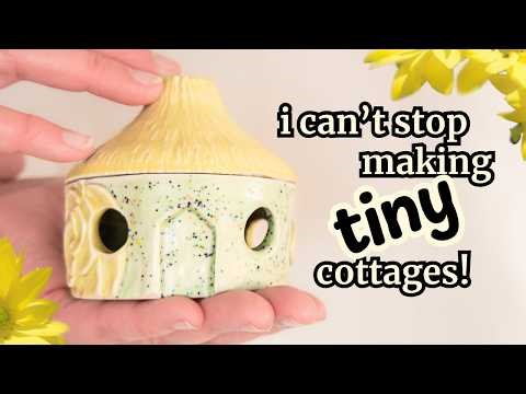 slow studio days | carving tiny ceramic cottages + flower show ✿