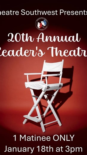📣 A Message from the Producer! 🎫Get your tickets at tswhouston.com Join Theatre Southwest this Sunday afternoon for our annual Reader's Theatre. Seated actors will perform several plays (each 5–10 minutes long), using their skills to pull the audience in without a set. At the end of the show, the audience votes for their favorite play; the winning author will receive a $100 prize. Performances start at 3 pm at TSW's new location (3939 Hillcroft, Suite 160). It's our 20th year of celebrating th