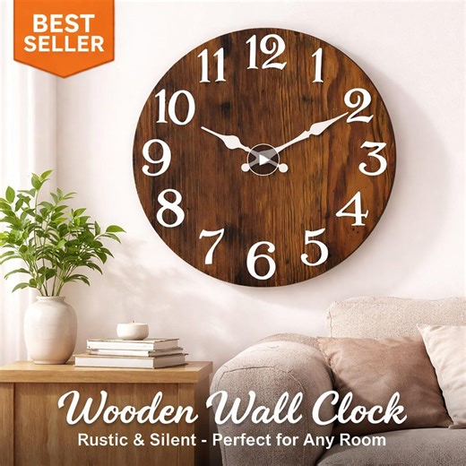 Retro Wooden Wall Clock, Rustic Wood Grain Silent Quartz Clock, Vintage Wall Decor for Living Room Bedroom Kitchen, Farmhouse Gift - Etsy