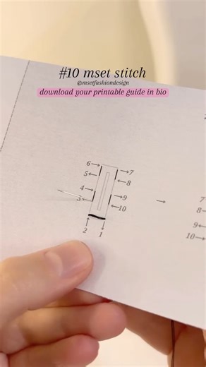 Mset Fashion Design on Instagram: "How to sew #10 mset stitch - 10 stitches you need to know: This is Part 1. Come back for Parts 2 and 3 to complete the Mset stitch. Mset stitch is an easy, beginner-friendly hand-sewn buttonhole technique. It uses two rows of running stitches to create a rectangular border, then the inside of the rectangle is filled with a satin stitch, as shown in the video, to mimic a machine-made buttonhole. Once sewn, carefully open the buttonhole with a seam ripper, and it