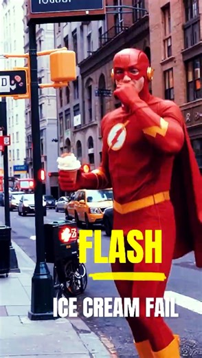 What happens when The Flash tries to save your ice cream? He might just invoke the 5 second rule! 😂⚡