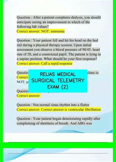 RELIAS MEDICAL SURGICAL TELEMETRY EXAM 2 video