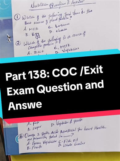 Part 138: COC /Exit Exam Question and Answer#healthylifestyle #education #health #fyp @ህልመኛው_Official🇪🇹Family🇪🇷