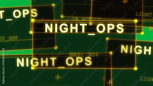 NIGHT_OPS labels spawning doubling linking nodes pulsing showing BAT: 90% for HUD on transparent bg