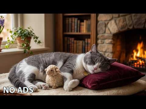 12 Hours Cat Calming Music 🐾 Relaxing Music For Cats - Cozy Cat Ambience Fireplace Music💖No Ads