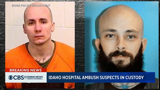 A prison gang member and his accomplice were apprehended Thursday after a violent prison escape in Boise, Idaho, which left three officers wounded. Investigators suspect the duo of being responsible for the deaths of two men while they were on the run. https://cbsn.ws/4am8yIZ | CBS Evening News