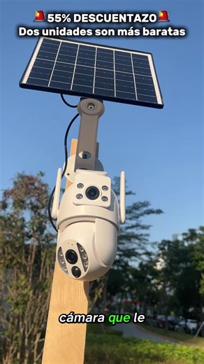 Lente dual y visión nocturna a color, PTZ panorámico de 360° y audio bidireccional#securitycamera #homecamera #solarpower