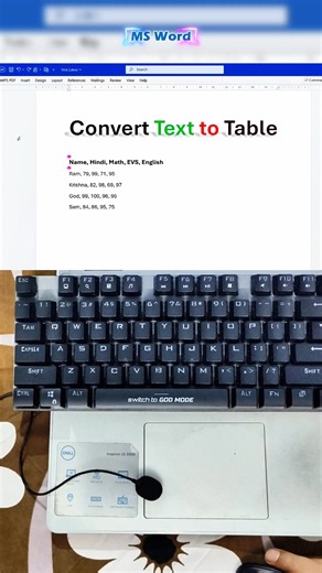 Draw a Perfect Table in MS Word Using Just a Keyboard Shortcut You Won’t Believe How Fast It Is! #MSWordTips #KeyboardShortcuts #WordTricks #OfficeHacks #ProductivityTips #WordMagic #TechShorts #TimeSavingTips Draw a perfect table in MS Word using a simple keyboard shortcut from already typed text. Yes, you can instantly convert written data into a clean table without copying, pasting, or manual formatting. In this quick Shorts tutorial, you will learn how to transform plain text into a table us