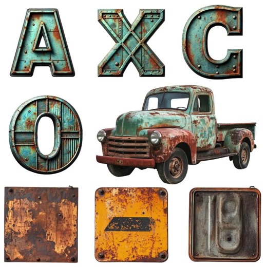 Rusty Industrial Metal Alphabet: PNG Clipart, Grunge Font (commercial Use) - Etsy UK