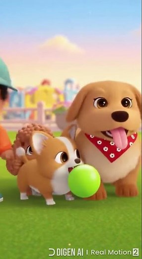 Fun Playtime – Kid Playing with Cute Cartoon Dogs | 3D Animation for Kids