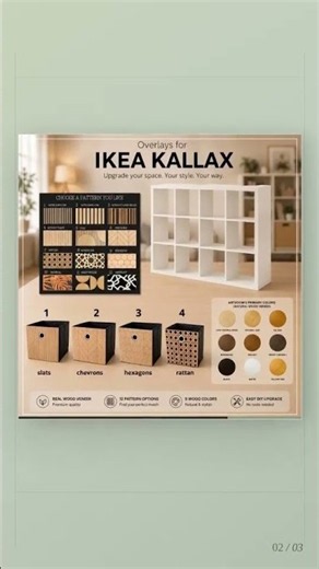 IKEA Kallax Storage Box with Patterned Wood Face – Ready to Use Overlay Box