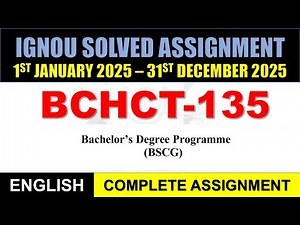 BCHCT 135 Solved Assignment 2025-26 | bchct-135 solved assignment in English || Jan 2025 to Dec 2025