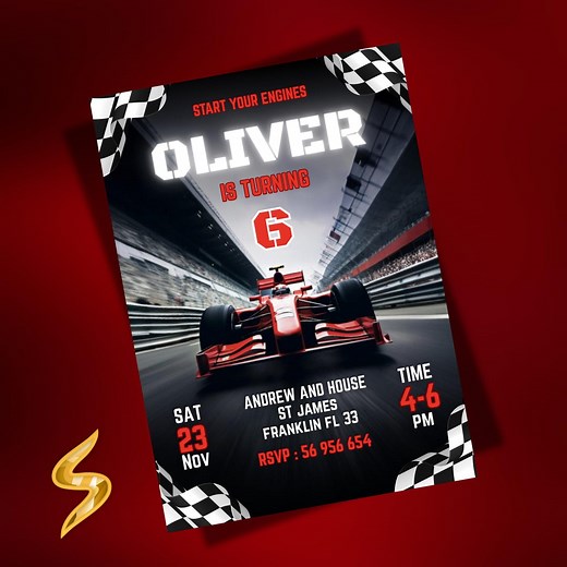 Formula One Birthday Invitation: Race Car Party, F1 Theme (digital Download) - Etsy