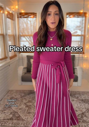 Stunning Pleated Sweater Dress for Valentine's Day