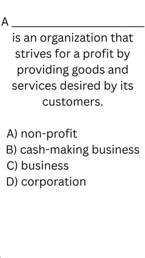Introduction to Business exam 1 Question 2