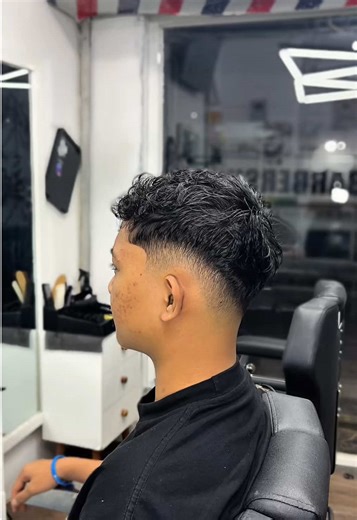 Mid Fade with Curly Fringe Haircut Guide