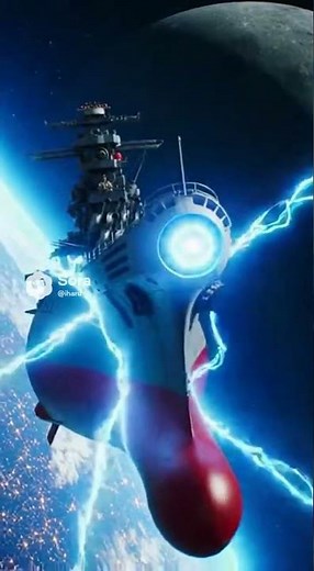 The space battleship Yamato shows up, visible from orbit, and begins charging the wave motion gun..…