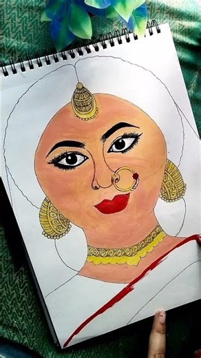 Bengali Bridal Look Drawing ❤️ | বাঙালি কনের সাজ #shorts #art #viralshorts