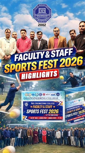 IMS ENGINEERING COLLEGE, GHAZIABAD Faculty & Staff Sports Fest 2026 – Highlights Energy, enthusiasm, and exceptional team spirit marked the Faculty & Staff Sports Fest 2026 at IMS Engineering College. From thrilling cricket shots and intense badminton rallies to exciting tug-of-war matches and fun indoor games, our faculty and staff showcased that teamwork and sportsmanship go beyond classrooms and offices. The event was not just about competition — it was about: ✔ Strengthening bonds ✔ Celebrat