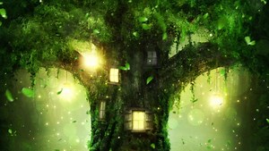 魔法綠光森林背景視頻