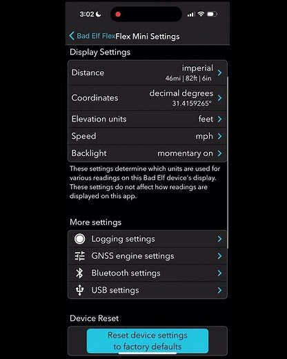 Bad Elf Flex Mini How-To: Settings Overview