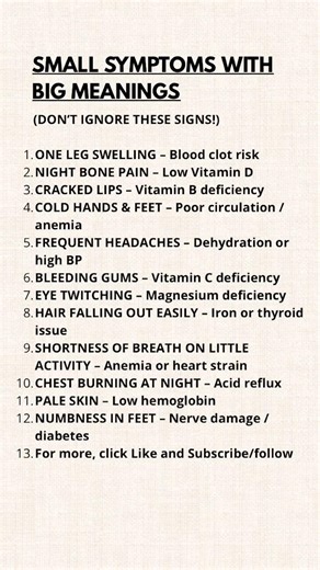 12 Small Symptoms That Could Signal Bigger Health Problems #healthawareness #preventativehealth