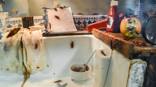 Cockroaches coming out of a sink drain