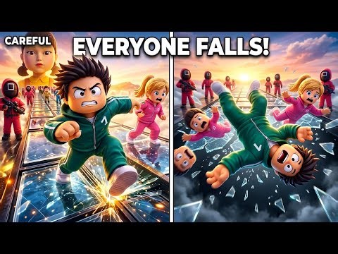 Roblox Squid Game Glass Bridge… Everyone Falls! But wait for me (Full Gameplay)