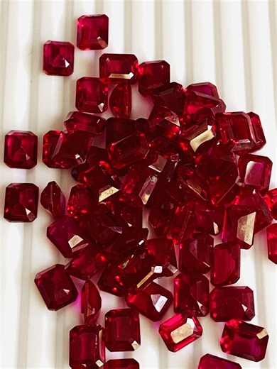 AAA Radiant Cut Lab Ruby Gemstone: Bright Red Faceted Jewelry (4x6 Mm-15x20 Mm) - Etsy
