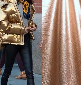 [Hot Item] 210d Nylon Taffeta Wrinkle Nylon Fabric Gold Stamping Fabric for Jacket and Garment
