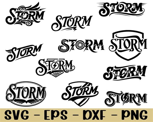 Storm Typography Svg, Dxf, Png - Etsy