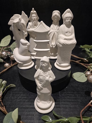 Ceramic Bisque 32 Pc. Oriental Chess Set With 32 Felt Pads That Can Be Applied When Completed- Ready to Paint. - Etsy