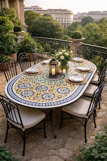 Luxury Oval Zellige Dining Table – Moroccan Mosaic Table for Indoor and Outdoor Living - Etsy