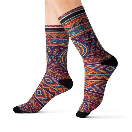 Floral Truck Art Socks, Pakistani Pattern, Unisex Sublimation, Folk Style - Etsy
