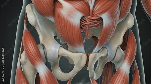 Anatomy of the Pelvic Area: A detailed look at the skeletal and muscular structure of the human pelvis, showcasing the complexity and beauty of the human form.
