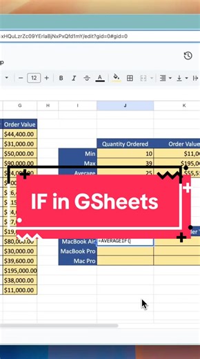 Want to level up your Google Sheets or Excel skills? Here are 3 powerful functions every beginner should know: 📉 MINIF – Find the lowest value based on a condition (like the cheapest product by category) 📈 MAXIF – Find the highest value for a specific group (like top sales by rep) 📊 AVERAGEIF – Calculate the average for just the rows you care about (like avg order size over $100) Use these to clean, analyze, and summarize data like a pro, perfect for dashboards, interviews, and real-world pro